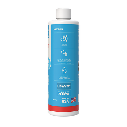 UBAVET Dental Care Water Additive for dogs and cats, odorless and tasteless oral health solution, 16 fl oz bottle