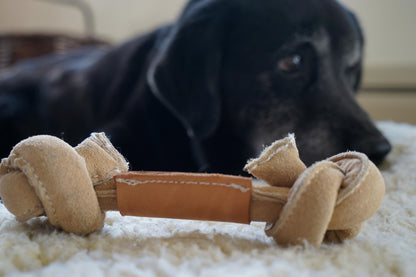 Huggle-Hide® Natural Leather Bone Dog Toy, 3 Pack