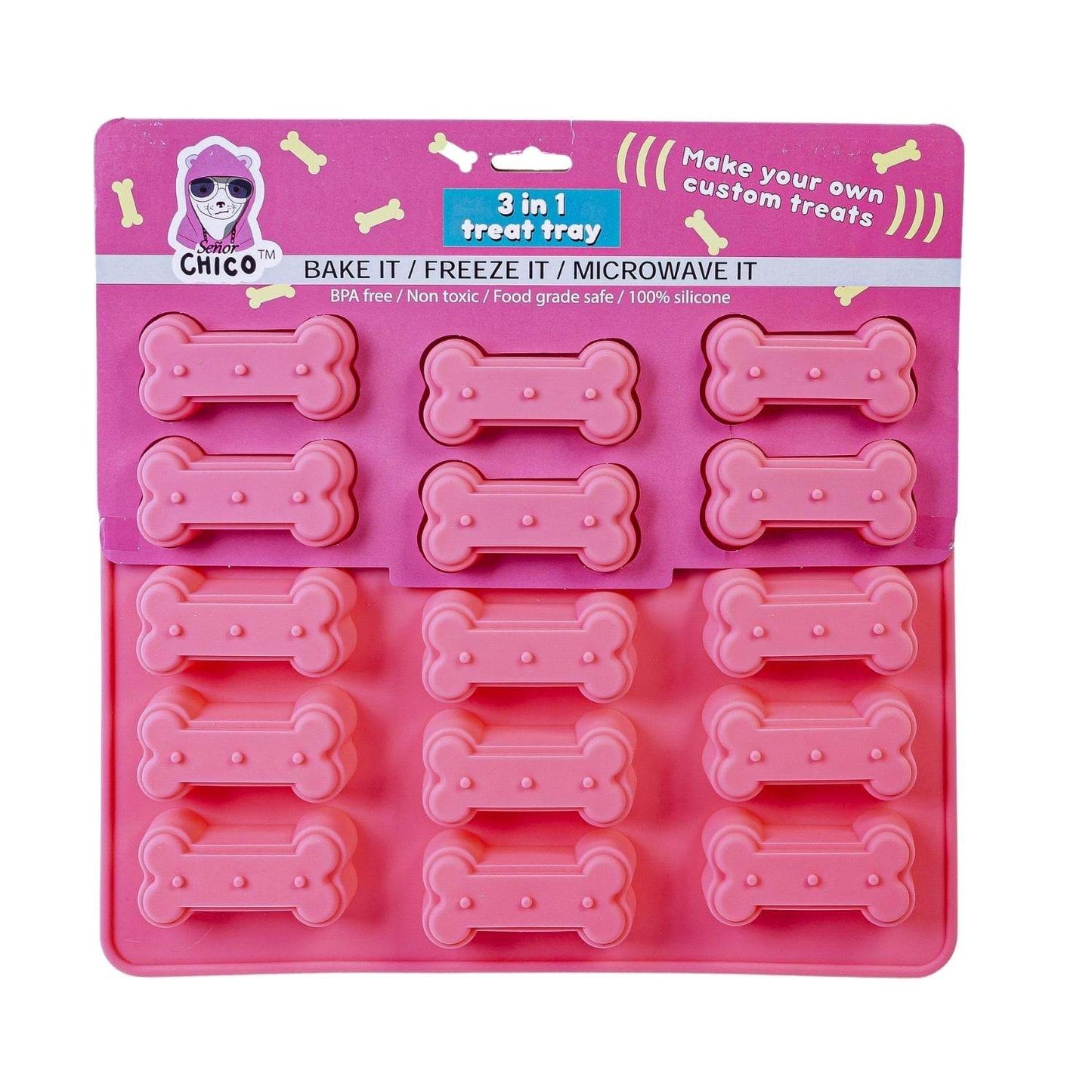 3-in-1 Dog Bone Silicone Treat Baking Tray for Healthy Homemade Treats