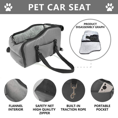 Portable pet bed car travel cushion for small dogs on center console