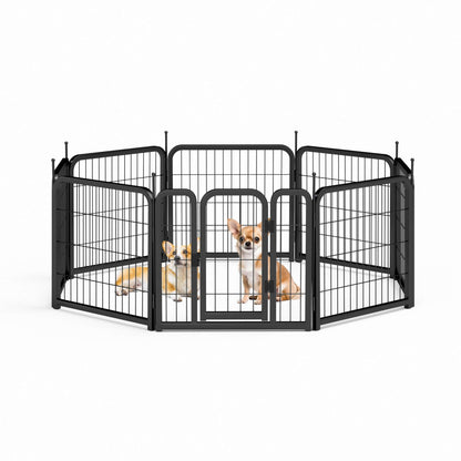 8-panel black iron dog fence 24 inch high portable pet playpen for small dogs and animals indoor outdoor