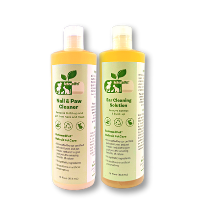 4-ALL PETS Ear and Nail Cleaner Kit with natural ear cleaning solution and nail & paw cleaner bottles for pets