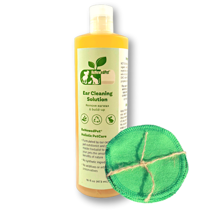 Natural PETS Ear Cleaning Drops with organic ingredients for removing wax and buildup