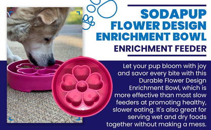 Pink Flower eBowl deep slow feeder dog bowl promoting healthy, slower eating with enrichment design