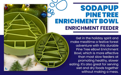 Green Pine Tree Christmas eBowl slow feeder dog bowl for healthy eating enrichment
