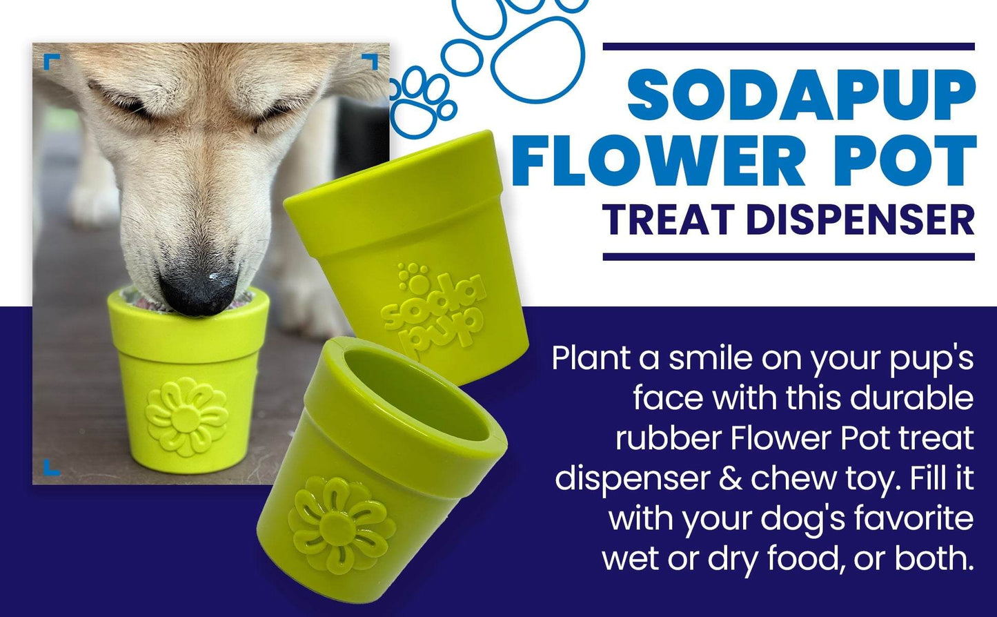 Large Flower Pot - Durable Dog Treat Dispenser Enrichment Toy -SodaPup