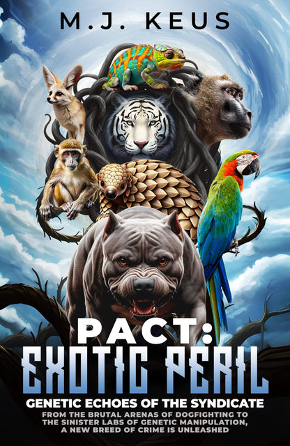 PACT: Exotic Peril Volume 2 book cover featuring a dark, suspenseful theme with bio-augmentation and global crime elements