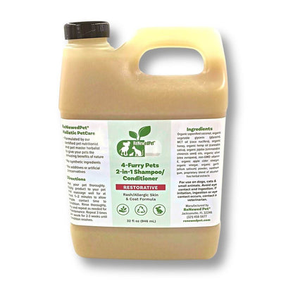4-Furry Pets Restorative 2-in-1 shampoo and conditioner for pets with rash and allergic skin, natural and organic ingredients