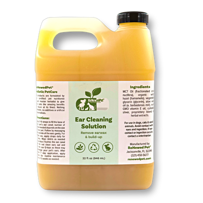 ReNewedPet 4-ALL PETS natural pet ear cleaning drops with organic ingredients for wax and debris removal