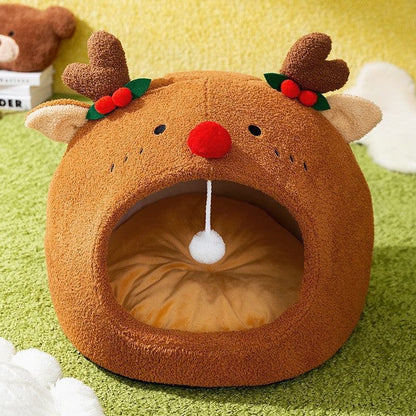 Brown Toast style pet cat bed made of lamb wool and sponge, cozy and warm for autumn and winter use