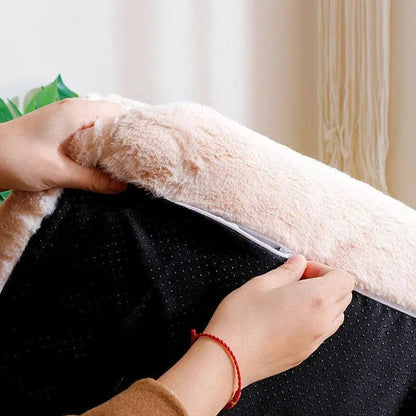 Luxury plush cat bed sofa with pillow for small and medium pets