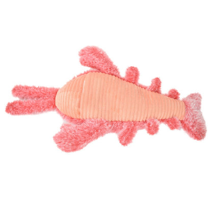 Pink electric lobster pet toy with soft velvet fabric and USB charging