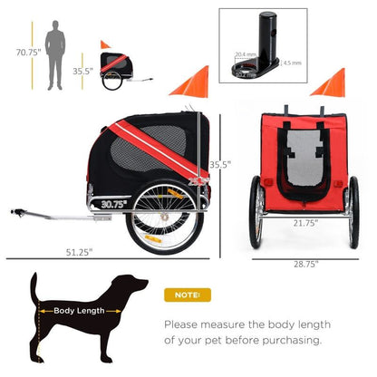 Bike Trailer Cargo Cart for Dogs & Pets - Heavy Duty Weather Resistant
