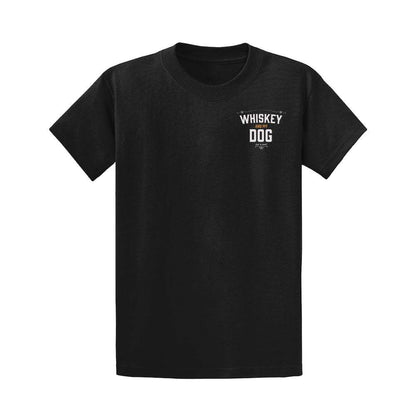 Black "Whiskey and My Dog" T-shirt made of 100% soft cotton celebrating whiskey and dog companionship