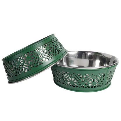 Country Living Set of 2 Stainless Steel Dog Bowls – Farmhouse Style