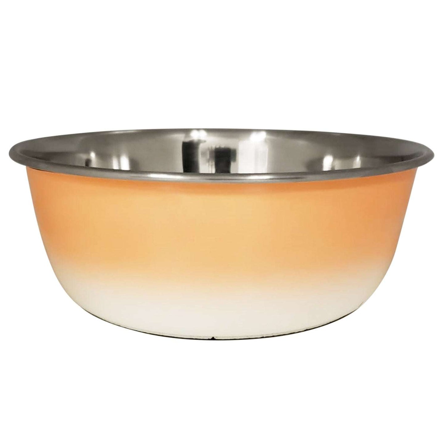 Peach coral stainless steel deep dog bowl with non-slip base for small to large dogs