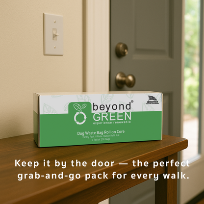beyondGREEN dog waste bags refill roll with 200 durable, leak-resistant bags for park dispenser or home use