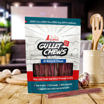All-Natural Beef Gullet Stick dog treats, 6-inch, 5-pack, healthy low-fat chews for joint and dental health