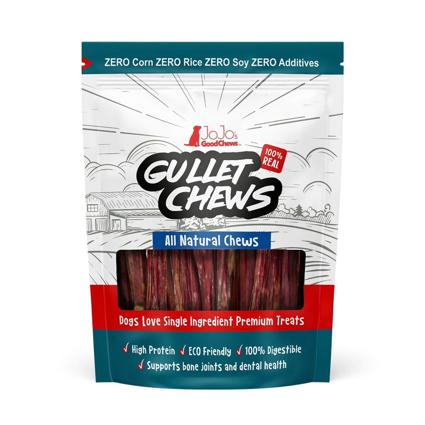 All-Natural Beef Gullet Stick dog treats 5-pack healthy chew sticks for dental and joint health
