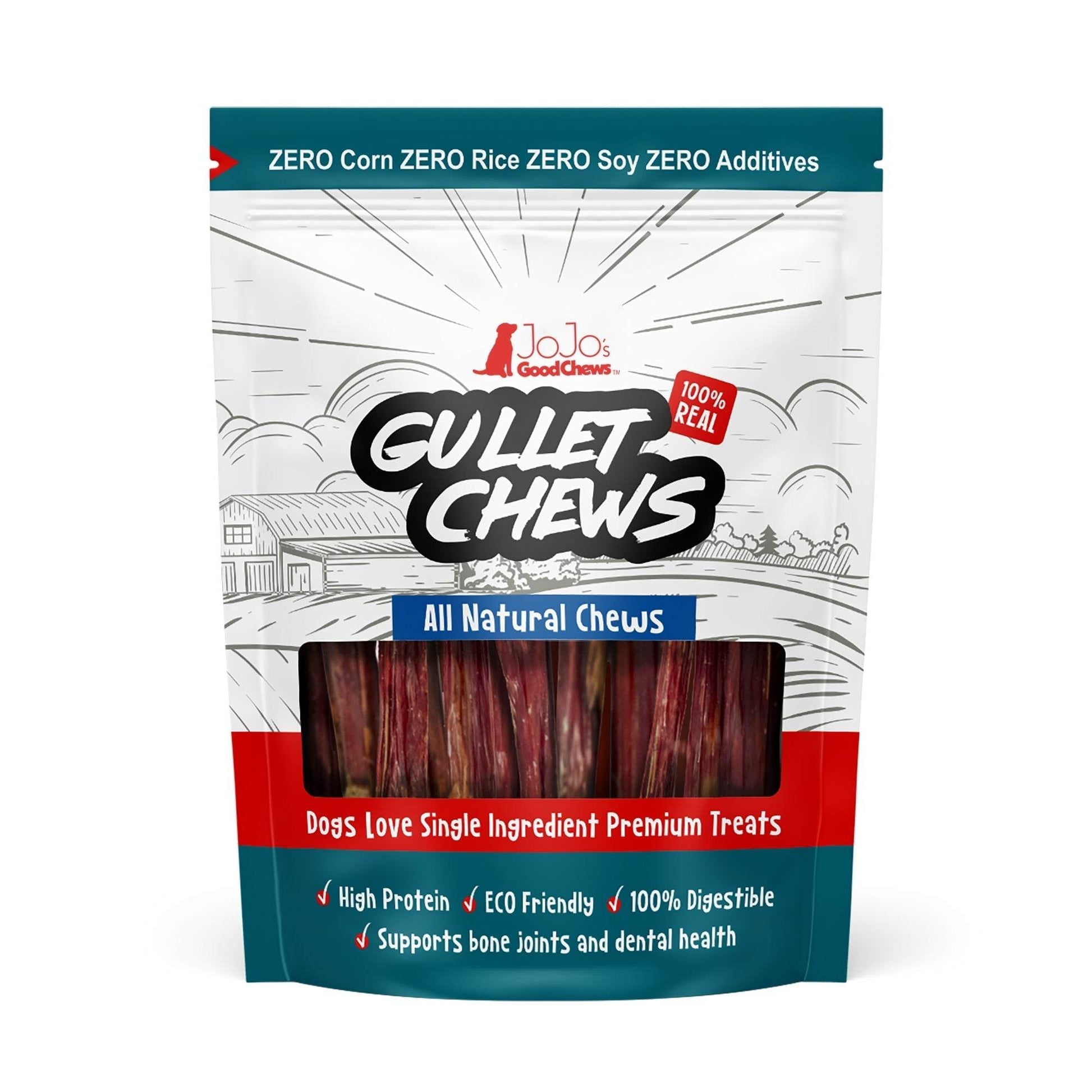 All-Natural Beef Gullet Stick dog treats 5-pack healthy chew sticks for dental and joint health