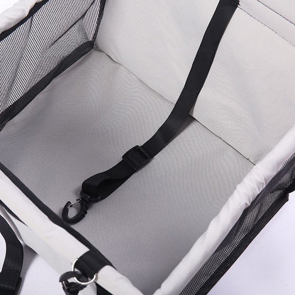 Dog Safety Mesh Travel Carrier Basket - Breathable Waterproof Car Seat