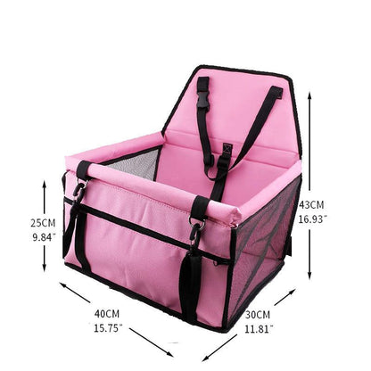 Dog Safety Mesh Travel Carrier Basket - Breathable Waterproof Car Seat