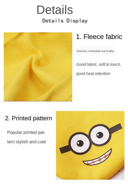 Cartoon hoodie sweater for small to medium dogs with soft fleece fabric and cute printed pattern