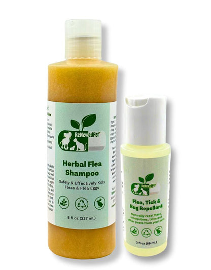 Flea-X Kit natural herbal flea shampoo and flea tick bug repellent for pets