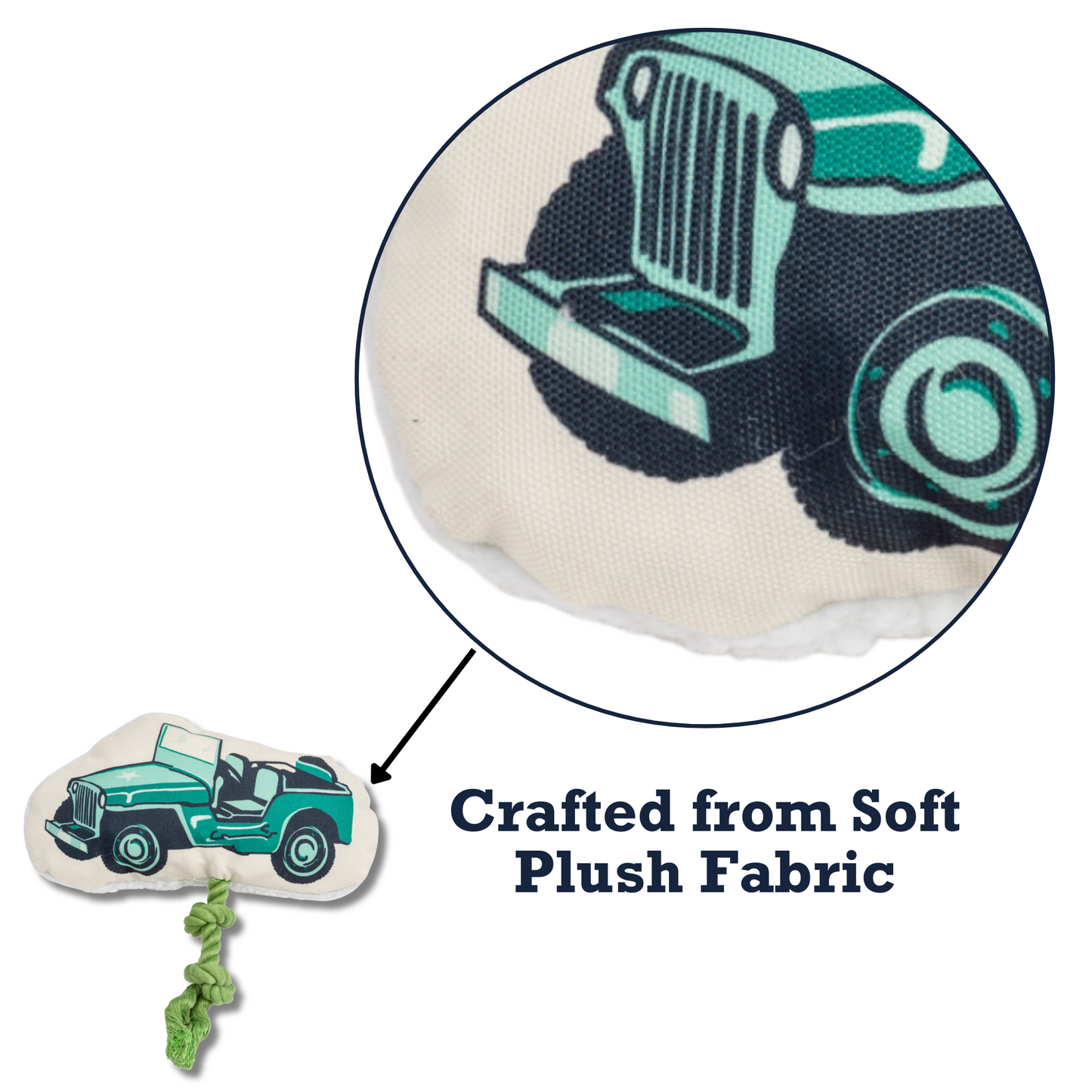 Country Living Retro Army Jeep Plush Dog Toy - Active Play & Snuggles