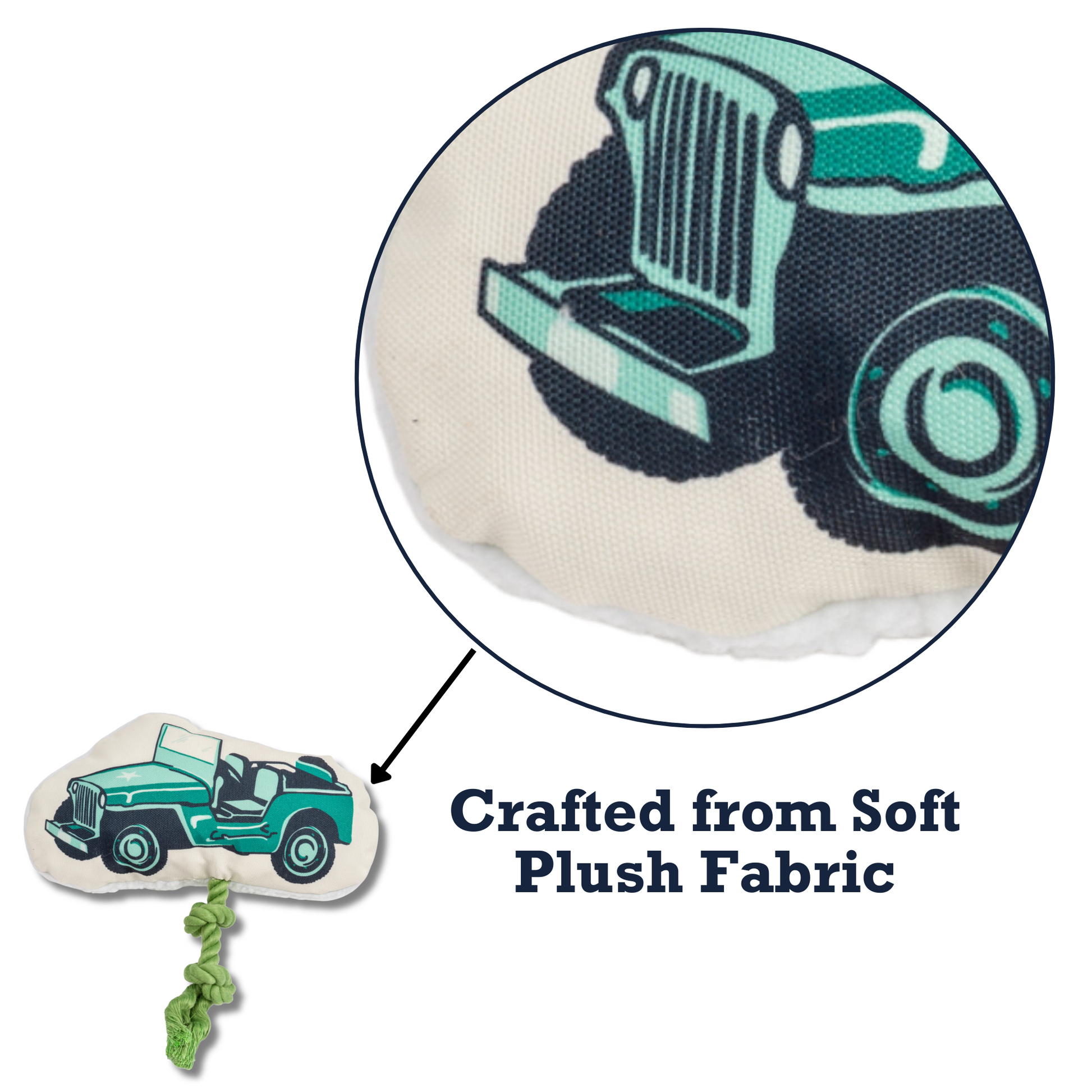 Country Living Retro Army Jeep Plush Dog Toy - Active Play & Snuggles