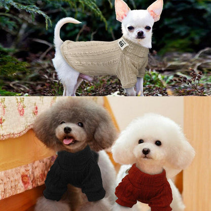 Winter Warm Knitted Turtleneck Sweater for Small Dogs and Cats - Cozy