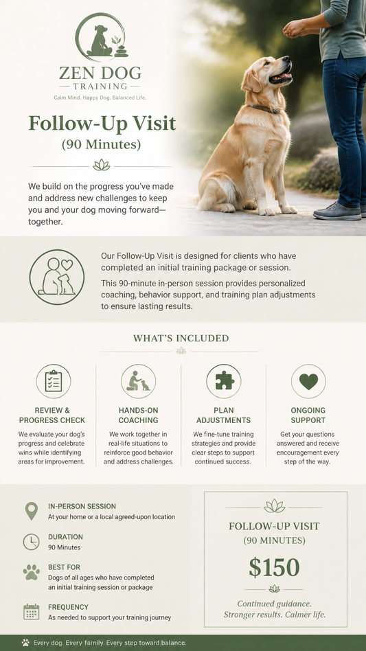 Follow-Up Visit (Zen Dog Training - 90 Minutes)