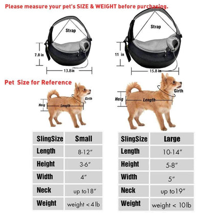 Breathable mesh pet carrier handbag sling for small dogs and cats, adjustable shoulder strap, hands-free outdoor travel bag