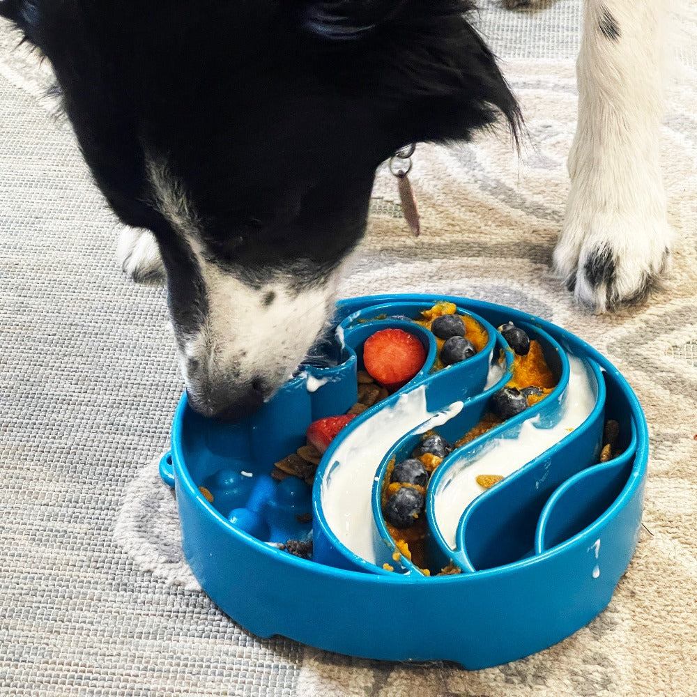Wave eBowl Deep Slow Feeder Dog Bowl for Enrichment - Made in the USA