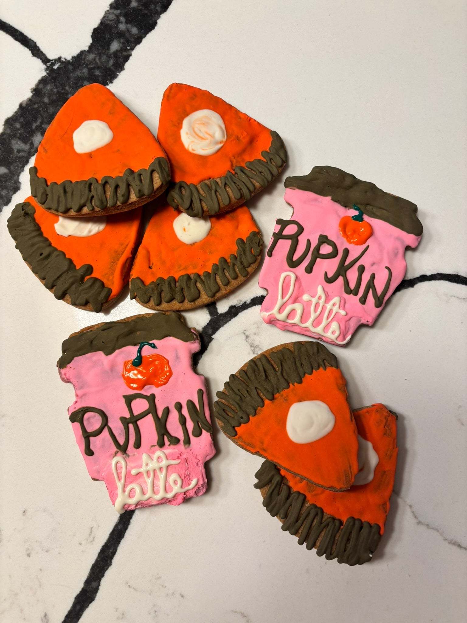 Handmade organic pumpkin latte cookies for dogs with peanut butter and cinnamon flavor