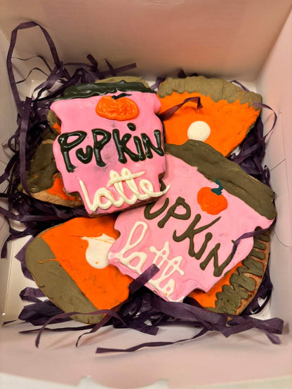 Organic pumpkin latte cookies for dogs with peanut butter and cinnamon flavor