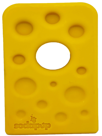 Swiss Cheese Wedge yellow nylon dog chew toy for aggressive chewers by SodaPup