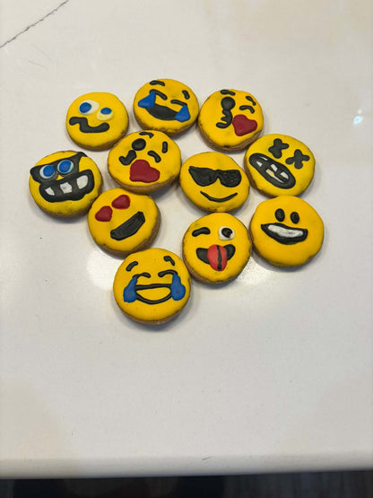 Emoji Peanut Butter Organic Cookies for dogs with fun emoji faces and natural ingredients