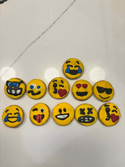 Emoji Peanut Butter Organic Cookies dog treats with fun emoji designs made from organic peanut butter and whole grains