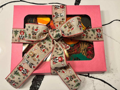 Thanksgiving organic dog cookie box with peanut butter treats in festive shapes