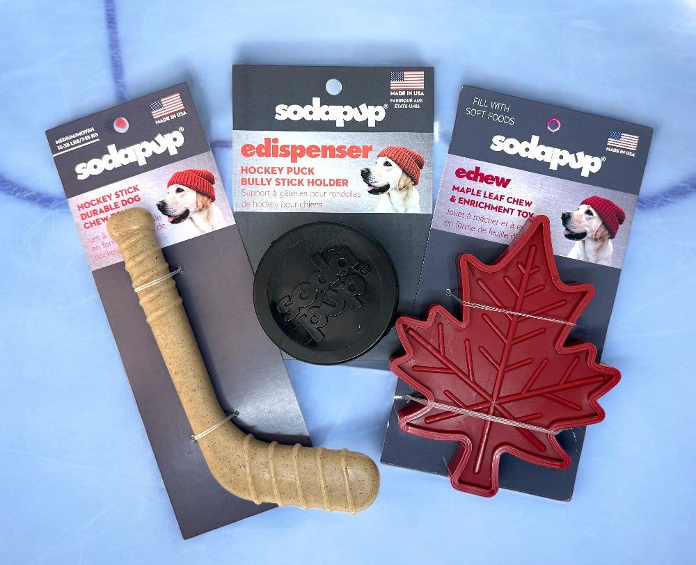 SodaPup hockey stick nylon dog chew toy made in USA for aggressive chewers