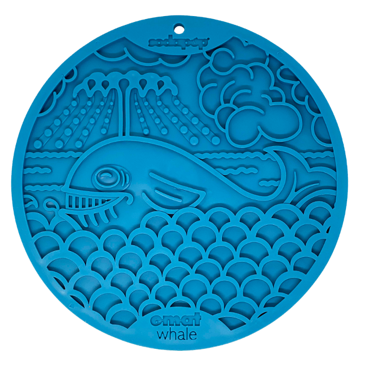 Blue Whale eMat dog lick mat with suction cups for calming enrichment