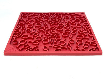 Red Vino Dog eMat lick mat with wine bottle and glass textured design for dog enrichment and anxiety relief