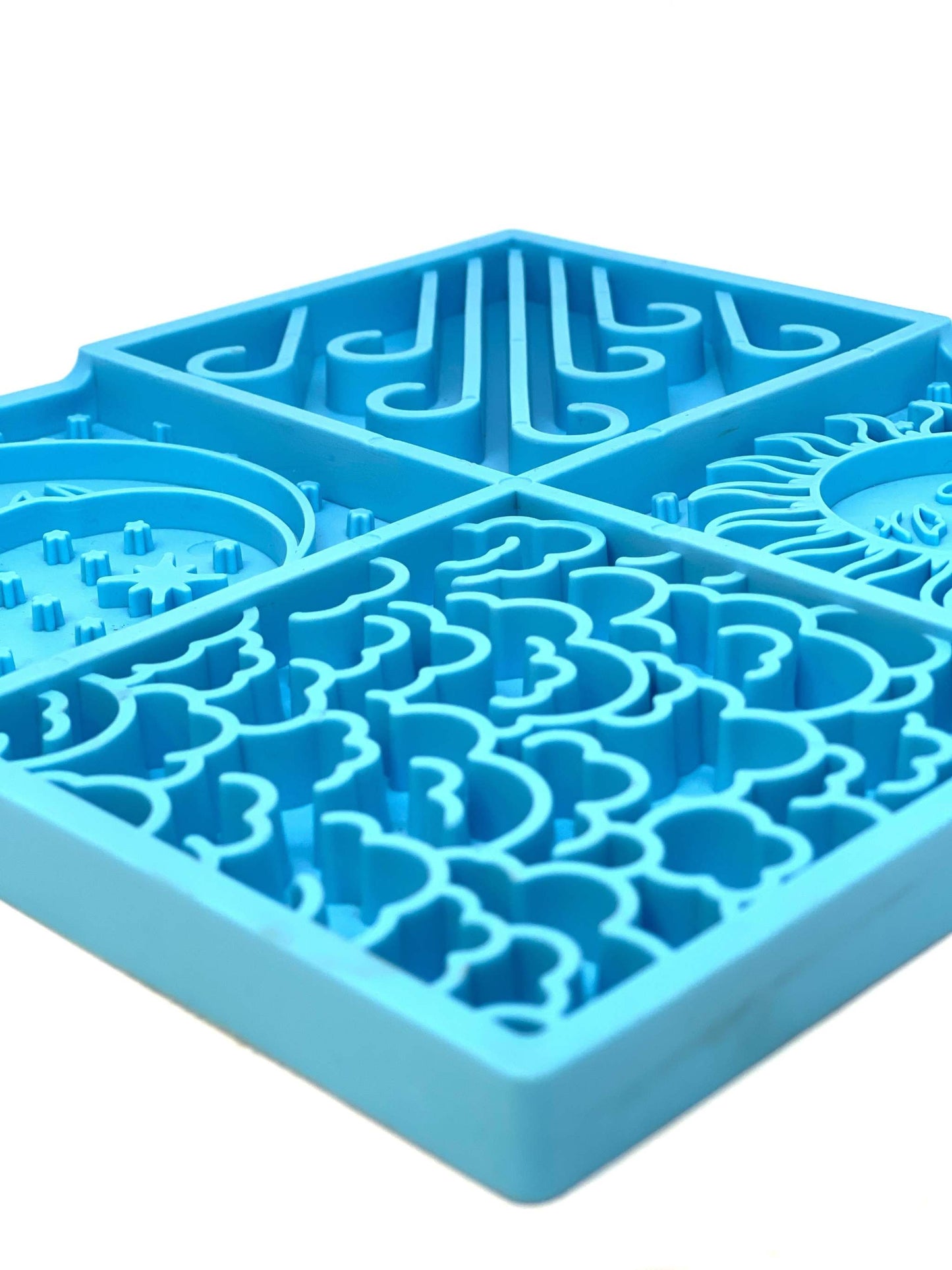 Blue Sky eMat enrichment lick mat for dogs with celestial cloud and star textured design