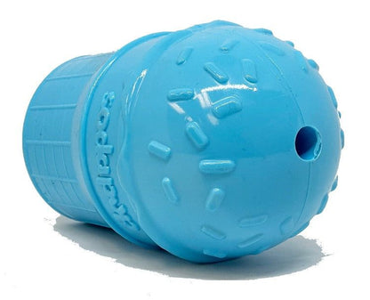 Blue durable Ice Cream Cone shaped chew toy and treat dispenser for dogs made of rugged PUP-X rubber