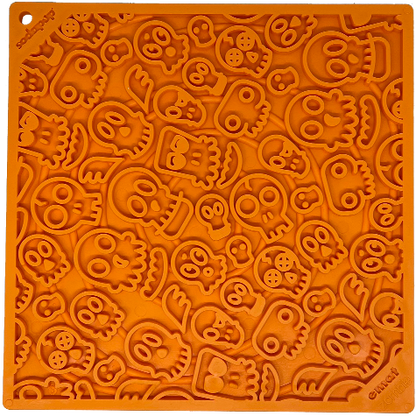 Zombie eMat dog lick mat with spooky skull and zombie design for anxiety relief and enrichment