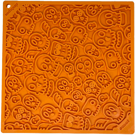 Zombie eMat dog lick mat with spooky skull and zombie design for anxiety relief and enrichment