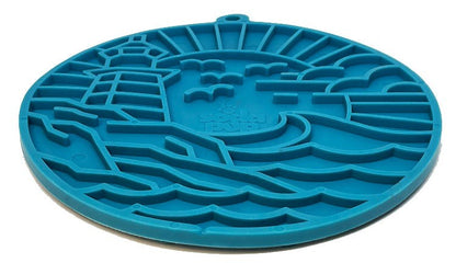 Blue Lighthouse eMat dog lick mat with suction cups for calming enrichment and slow feeding