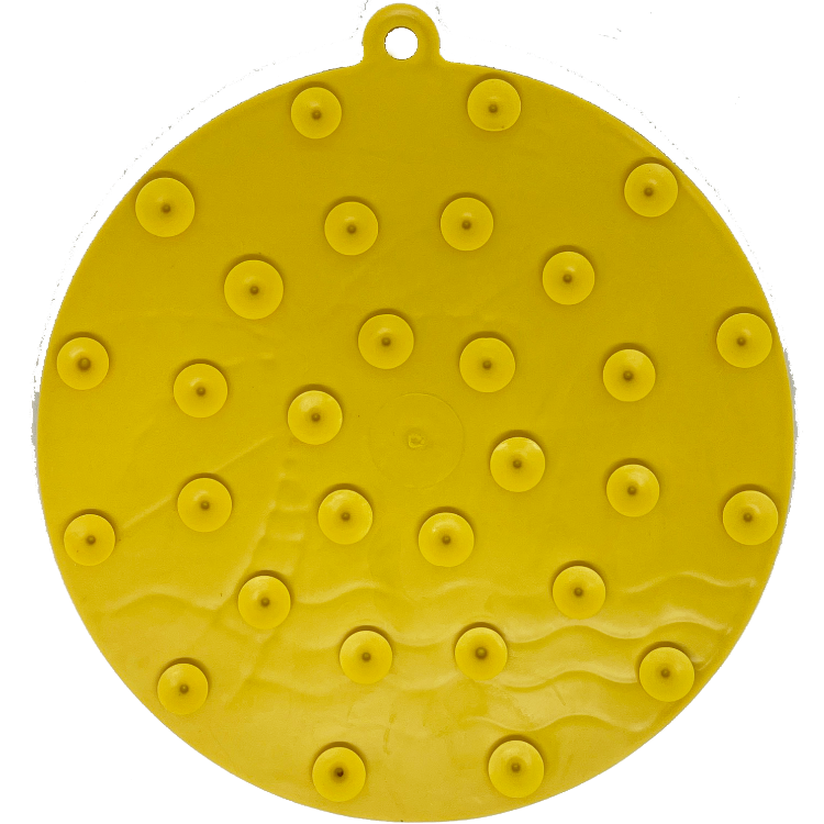 Sun n' Sea eMat yellow dog lick mat with suction cups and beach texture design