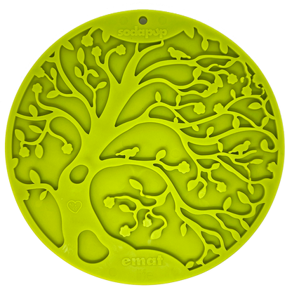 Green Tree of Life eMat lick mat with suction cups for dog enrichment and anxiety relief